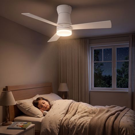 Ventilador de techo con iluminación LED regulable de 106,6 cm (42 pulgadas) - Motor DC de 6 velocidades, función reversible verano/invierno, funcionamiento silencioso, mando a distancia y temporizador (1/5)