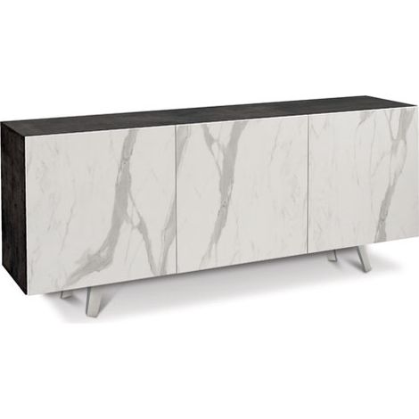Credenza buffet moderna nera con tre ante in marmo