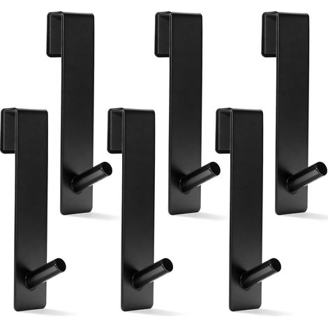 Lot de 6 crochets de douche en acier inoxydable pour paroi de douche en verre - Pour épaisseur de verre ≤ 13 mm - Noir (1/5)