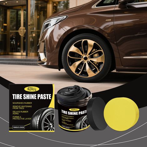 Car tire shine compound for daily refurbishment and maintenance, polishing and brightening car tire surface -- 100g1 + sponge1 -- BIEMMEDUE