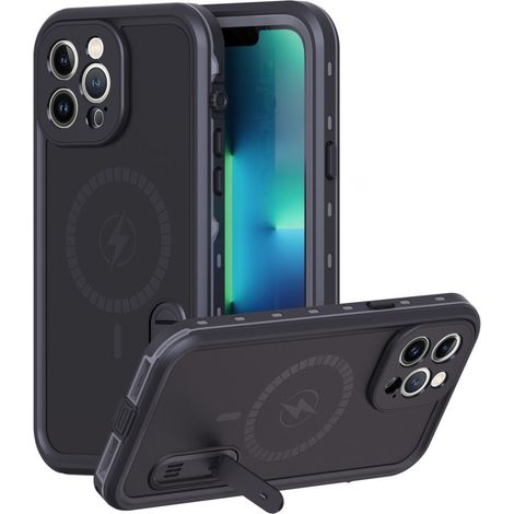 Funda impermeable para iPhone 13 Pro Max, color rojo pimiento, compatible con MagSafe, color negro. (1/5)