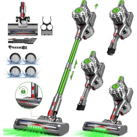 Akku Staubsauger 50000Pa 550W – Kabelloser Handstaubsauger mit 60min Laufzeit, 2 Saugstufen, 1,6L Staubbehälter für Teppiche & Hartböden, Authmic, Grün