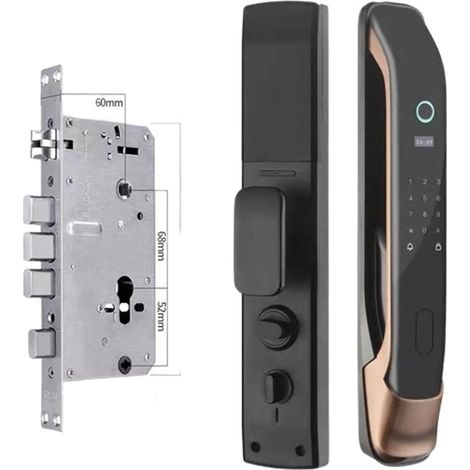 Serrure de porte intelligente Serrures Électroniques À Mot De Passe Numérique, Déverrouilla Automatique À Distance Par Application, Serrure De Porte Intellinte À Empreintes Digitales Avec Caméra ( Col (1/5)