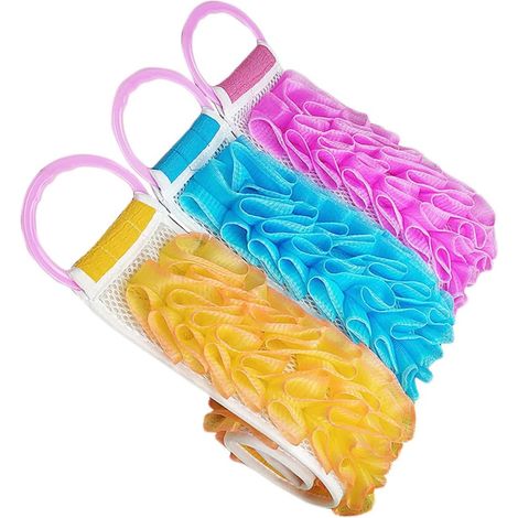 de 3 serviettes de bain exfoliantes double face en polyester