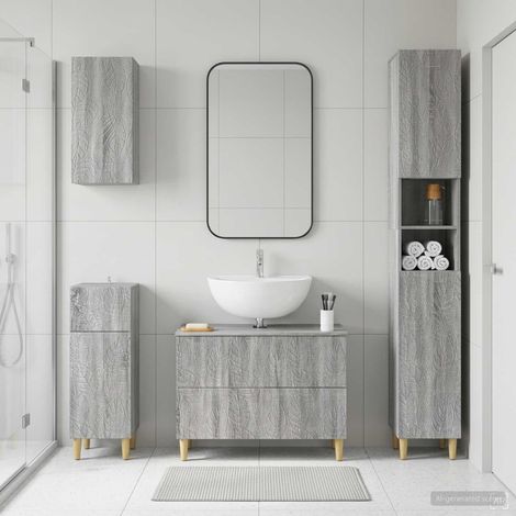 vidaXL 4 Piece Bathroom Cabinet Set DELFT Grey Sonoma Engineered Wood (1/5)