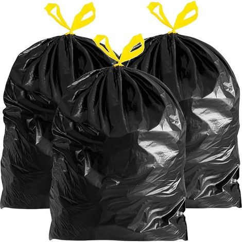 150 x Drawstring Refuse Bags 120L Bin Liners Easy Tie Top Handle For Dustbins