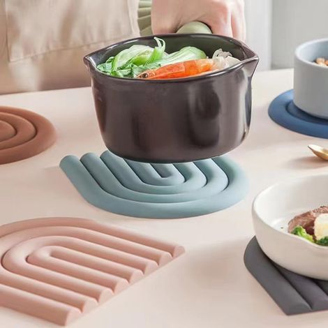 Lot de 4 dessous de plat en silicone, 15x15 cm, 230 °C, vert (1/5)
