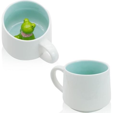 (Weiße) Kaffeetasse – Niedlich – Frosch – 350 ml – Keramik – 3D-Design (1/4)
