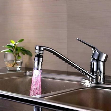 Rotierender LED-Wasserhahn-Luftsprudler mit Temperaturregelung und 3 wechselnden RGB-Farben. Für Küche und Bad. Ausführung D.
