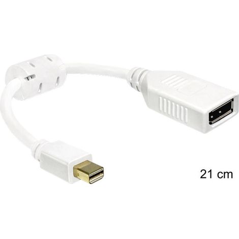 Adaptateur DisplayPort Delock 0403315 [1x Mini port Display mâle - 1x DisplayPort femelle] blanc avec noyau en ferrite Y06042 (1/2)