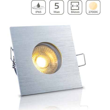 Einbauspot IP65 eckig - Farbe: Alu-gebürstet - LED Leuchtmittel: GU10 5W warmweiß (1/5)