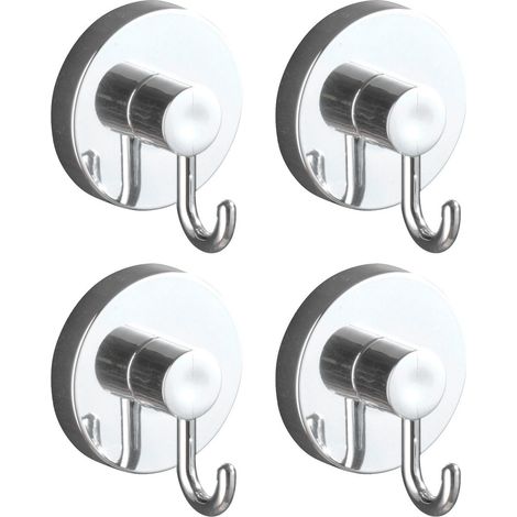 WENKO Vacuum-Loc® Haken 4er Set, Befestigung ohne bohren, Silber glänzend, Kunststoff (ABS) chrom (1/5)