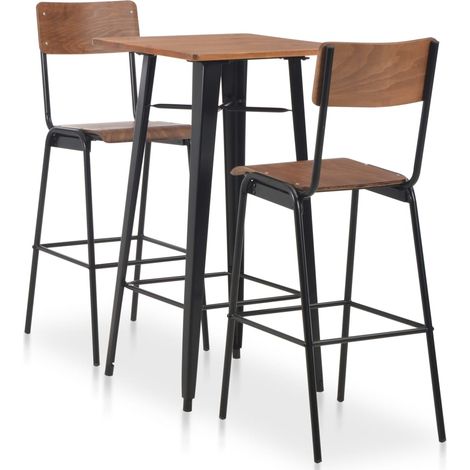 3-teiliges Bar-Set Stahl Braun Schwarz