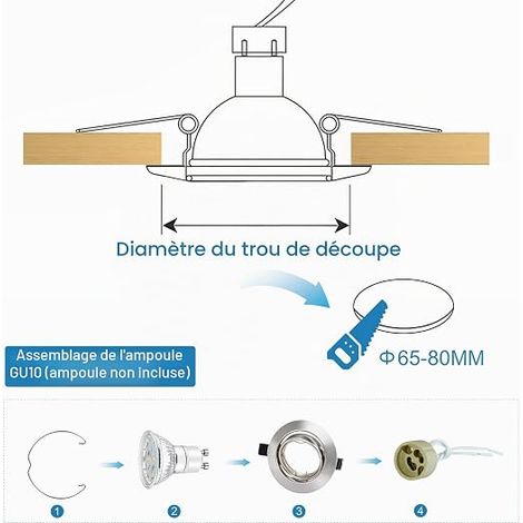 Cadres de Montage pour Plafonnier Encastré avec Support de Lampe GU10 (1/3)