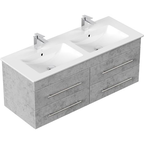 Badmöbel mit Villeroy und Boch Venticello Waschbecken 130 cm Doppel B beton (1/5)