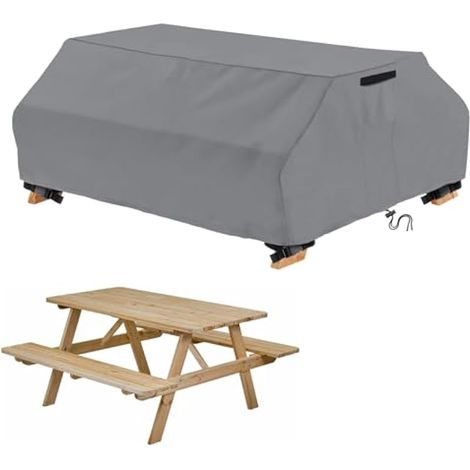Housse imperméable pour table de pique-nique, terrasse, banc de pique-nique de 2,4 m, coupe-vent, 243,8 cm, gris (1/5)