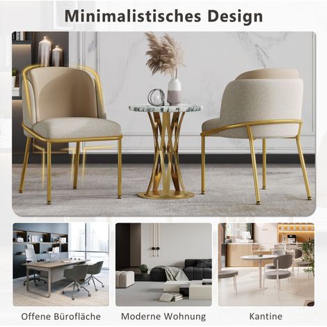 Lot de 6 chaises modernes à pieds inclinés et pieds réglables, parfaites pour salon, bureau ouvert, salle à manger (Beige+Kaki) (1/5)