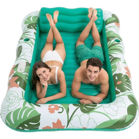 Tumbona inflable, reposacabezas extraíble, dos portavasos, para dos personas. (1/2)