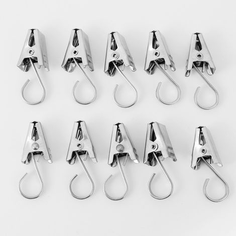 Gardinenringe mit Clips, 10 Stück Gardinenringe aus Edelstahl für Fensterdekoration, Bilder, Bastelarbeiten (1/5)