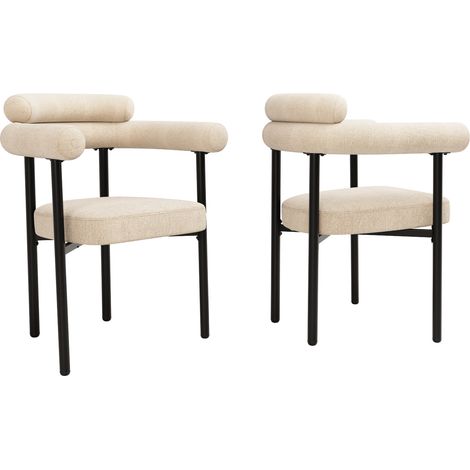 2 sedie da pranzo beige in tessuto effetto camoscio con struttura in ferro (1/5)