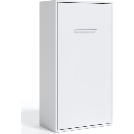 Lit escamotable superposé vertical 2 couchages 80x190 Liker-Coffrage Blanc-Façade Blanche (1/5)