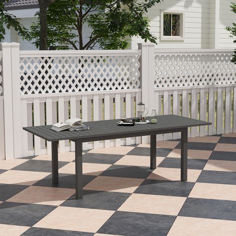 Tavolo da giardino allungabile, in alluminio, 160/220x90 cm, resistente alle intemperie, tavolo da balcone, antiscivolo, tavolo da buffet, grigio