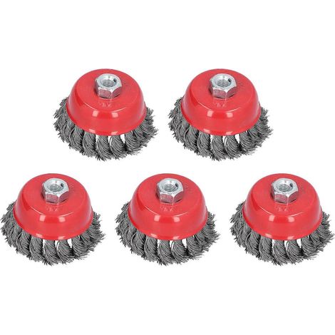 Ensemble de 5 brosses métalliques en acier avec filetage M10 pour le décapage de la rouille, le polissage et le nettoyage. (1/4)