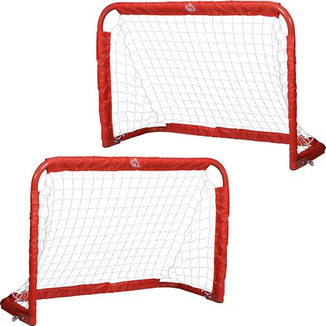 Set 2 porte da calcio mini pieghevoli in acciaio rosso 90 x 36 x 60 cm MODENUIT (1/5)