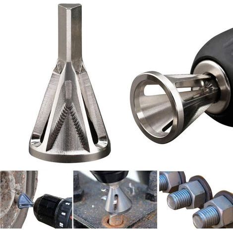 Ébavurage externe chanfrein pour perceuse en acier inoxydable pour éliminer les dommages extracteurs Argent Convient aux boulons de taille 8-32 (1/4)