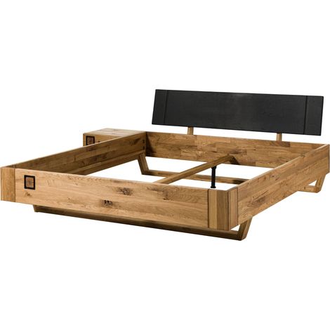 Letto in legno di quercia selvatica con comodino a sinistra 200x200 oliato naturale - laccato KITZBÜHEL 151