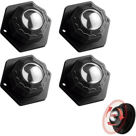 Set mit 4 selbstklebenden 1-Zoll-Rollen, 360°-Mini-Lenkrollen, kleine Rollen mit Klebepads und Schrauben, flaches Profil für Möbel, Aufbewahrungsboxen, Pflanzen, Luftreiniger (1/5)