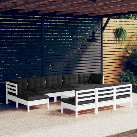 11-tlg. Garten-Lounge-Set mit Kissen Weiß Kiefernholz vidaXL (1/5)