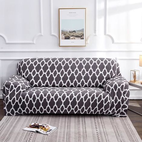 195-230cm Housse de canape 3 places avec accoudoirs, Housse de fauteuil et canape, extensible, Couverture de Canapé 3 places Gris (1/4)