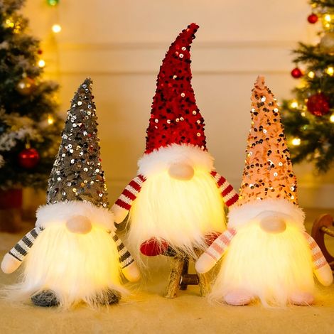 Weihnachtsdeko 3 Stück Weihnachten Deko Wichtel mit Licht, Weihnachtswichtel Plüsch Weihnachtsdeko Amerikanisch mit LED Weihnachten Figur Beleuchtete Wichtel für Weihnachtsdeko Innen (1/5)