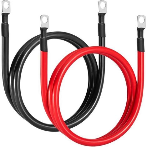 Cable Batterie Voiture 35mm2. Câble de Batterie 2AWG 100cm. Fil de Cuivre sans Oxygène. Max. Courant 150A. Tension Nominale 450V. Cable Electrique 35mm² pour Batterie de Voiture 12V 24V (1/5)