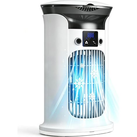 Mini condizionatore portatile, piccolo raffrescatore d'aria portatile per ambienti, unità di climatizzazione portatile, condizionatore d'aria mobile silenzioso senza tubo di scarico (bianco) (1/5)