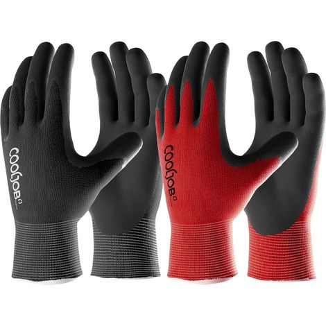 Men's Gardening Gloves, Breathable Rubber Coated Work Gloves, Black (1/5)