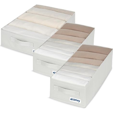 Organisateur d’armoire rigides - Organisateur de penderie - Boîte de rangement de vêtements - Organisateurs de placard - Rangement de tiroirs - Boîte de rangement pour pantalons - Lot de 3 (1/5)