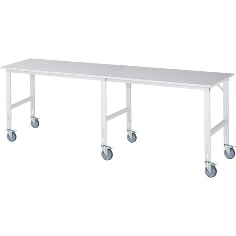 Rau Fahrbarer Arbeitstisch (HV) Tom (6 LR), B3000xT800xH910-1230mm, M-Platte-22mm (1/4)
