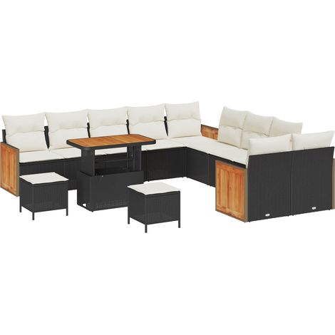 Maison Exclusive - Gartensofa-set mit Kissen 13 pcs Schwarz und C