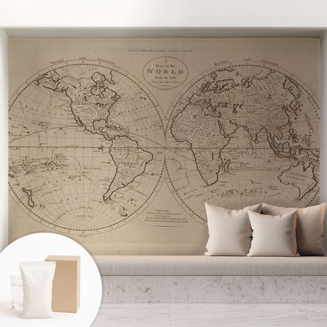 Carta Da Parati Non Tessuto - Decorazione Da Muro - Traspirante - Con Motivo - Per Camera Da Letto Cucina Vecchia mappa 208x146 cm (1/5)