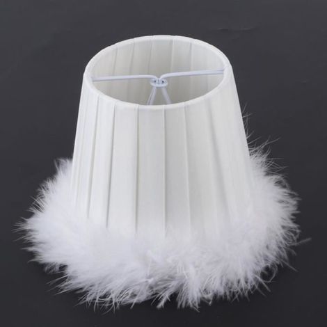 Abat-jour - Tissu - Plumes - Blanc - Pour Lustre Applique Lampe - 85 x 120 x 110 mm - 1 Pièce (1/4)