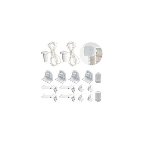 (Weißes) Montage-Set für Jalousien ohne Bohren, 2 Rollomechanismen, 16-teiliges Rollozubehör-Set, Rollohalterungen, Zubehör für Jalousien ohne Bohren (1/5)