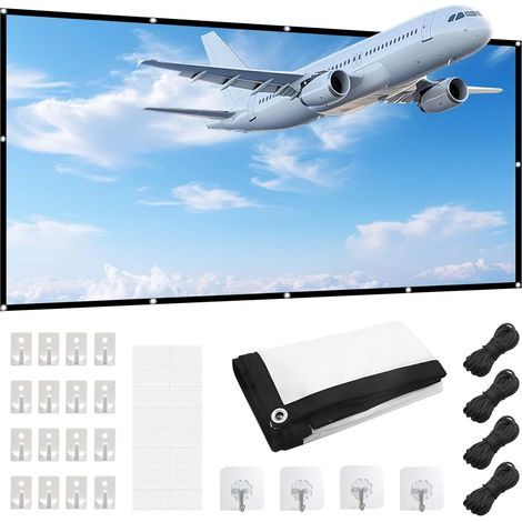 Écran de projection 100" - Double face - 16:9 HD - Pliable - Anti-plis - Pour la maison, le bureau, l'école et l'écran de projection en extérieur (1/5)