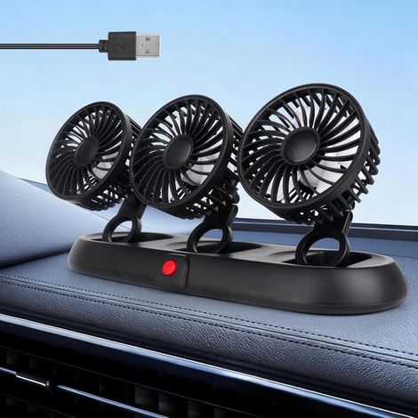 Ventilador para coche，5V，USB，3 velocidades，ventilador portátil de refrigeración para coche con cable de 150 cm de longitud para camión (1/5)