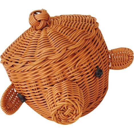 Panier de rangement décoratif en plastique imitation rotin, idéal pour organiser la maison et ranger les jouets. (1/5)