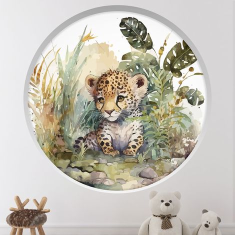 Stickers Trompe l'oeil Arche ronde Enfants - Tigre - Diamètre 30 cm (1/4)