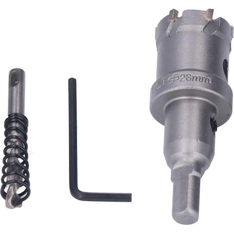 Hartmetall-Lochsägen-Set mit dicken Metallzähnen, inklusive Sechskantschlüssel und Kernbohrer (28 mm / 1,1 Zoll)