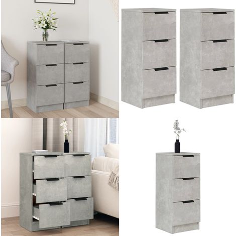 Sideboards 2 Stk. Betongrau 30x30x70 cm Holzwerkstoff - Sideboard - Wohnraumgestaltung - Holz Sideboard - Regal - Aufbewahrung - Home & Living (1/5)