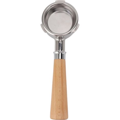 Portafilter 58 mm Sans Fond, Design à 3 Oreilles avec Poignée en Bois de Hêtre, Style A2 pour Machines à Café